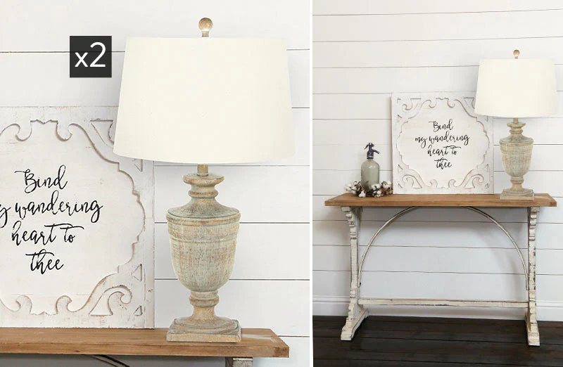 Distressed European Inspired Lamp  Set of 2