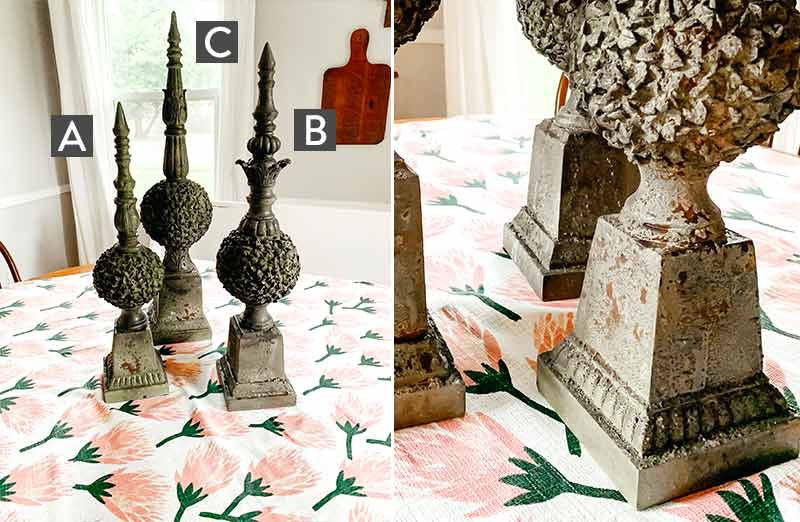 Rustic Green Garden Finials