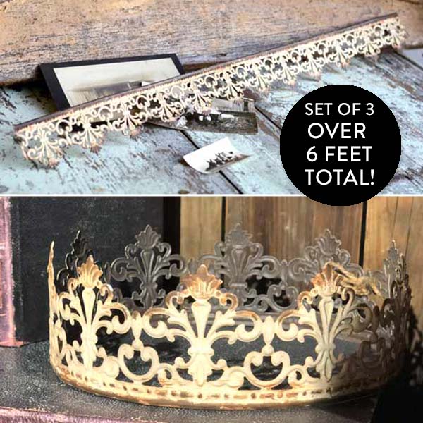 Scalloped Antique Metal Trim, Set of 3