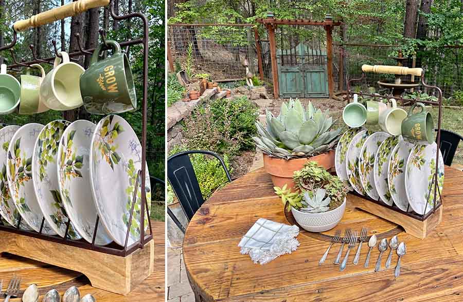 Wood and Metal Plate Display Rack