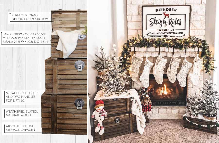 HUGE Wood Storage Trunks, Set of 3