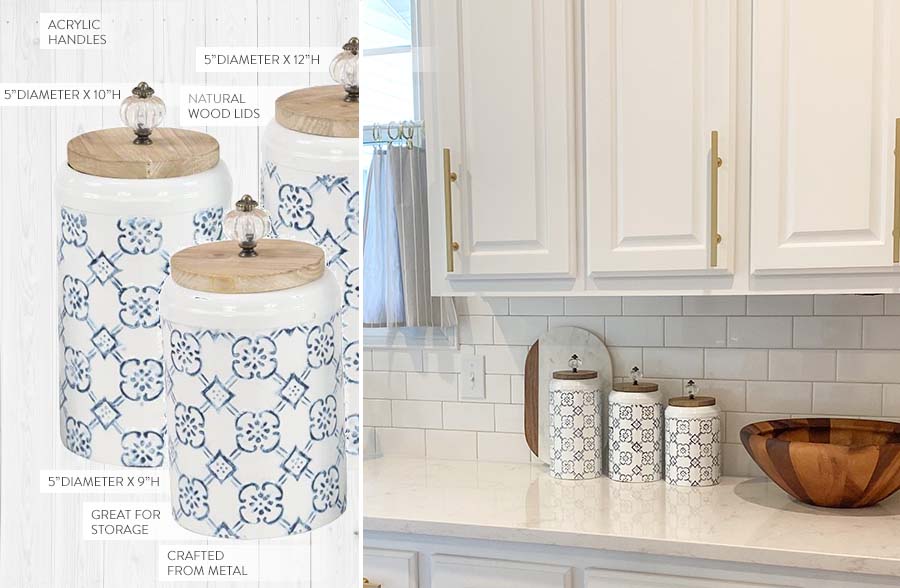 Delft Storage Canisters with Lids, Set of 3