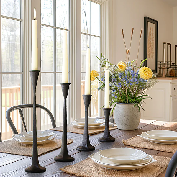 Cast Iron Taper Candle Holders, Set of 4