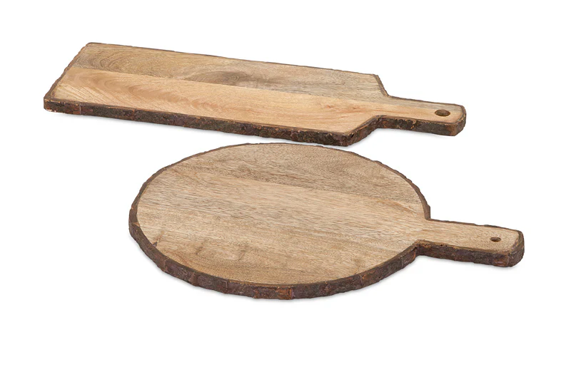 Wood Bark Cheese Trays Set Of 2