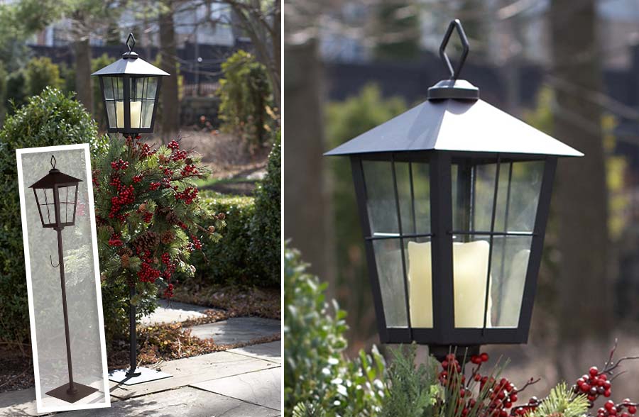 43 Inch Tall European Street Lantern with Wreath Hook