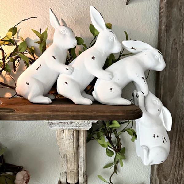 Playful Friends Bunny Decor Statues