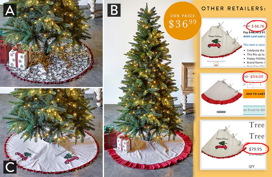 Classic Farmhouse Christmas Tree Skirt, Pick Your Style