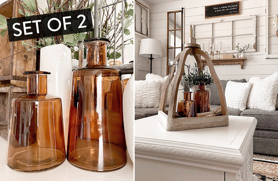 Vintage Inspired Tinted Medicine Bottles, Set of 2