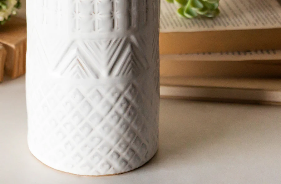 Embossed Stoneware Vase, Pick Your Size