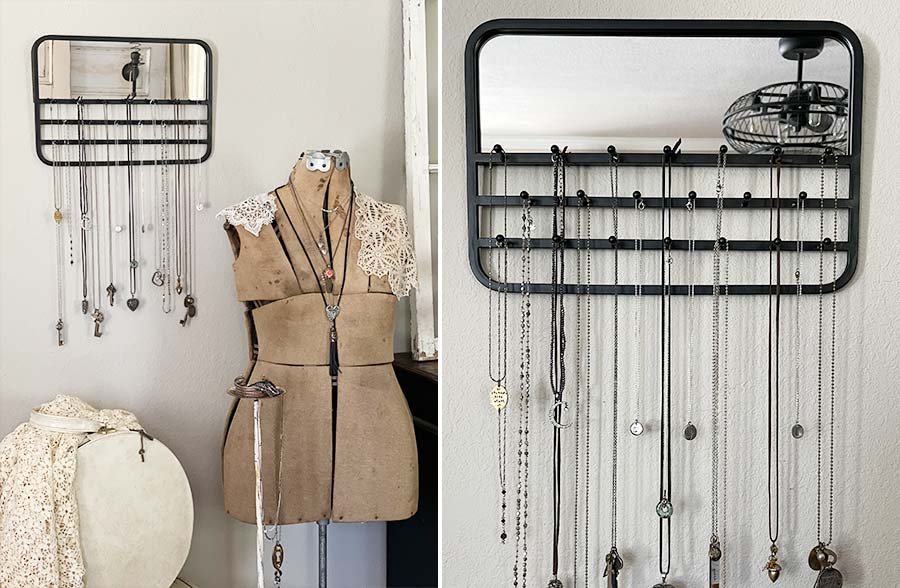 Industrial Mirror Jewelry Organizer