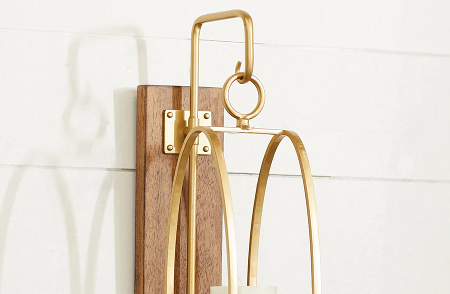 Wood and Metal Framed Wall Sconce