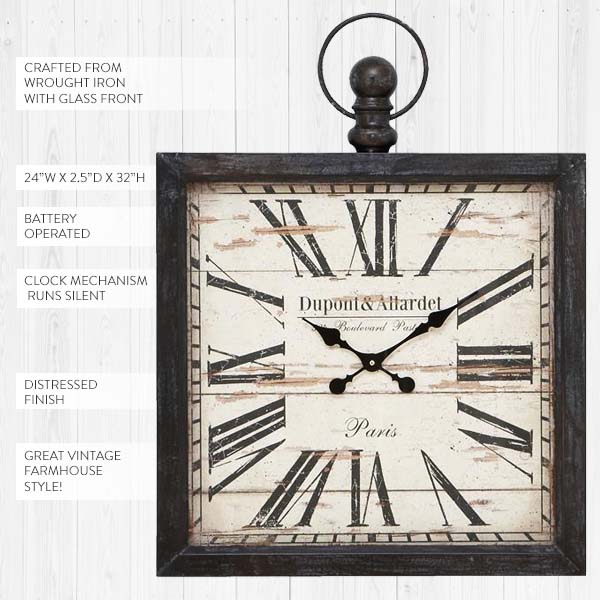 Dupont and Allardet Square Wall Clock