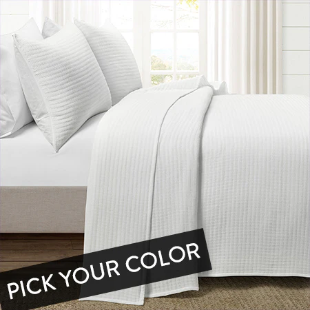 Yarn-Dyed Cotton 3 Piece Bedding, Pick Your Color