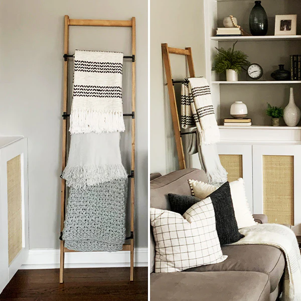 71 Inch Wood and Metal Wall Rack