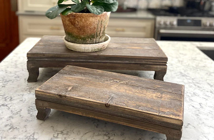 Far East Reclaimed Wood Risers, Set of 2