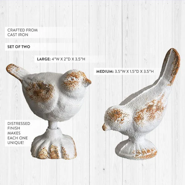 Rusted Patina Perched Birds, Set of 2
