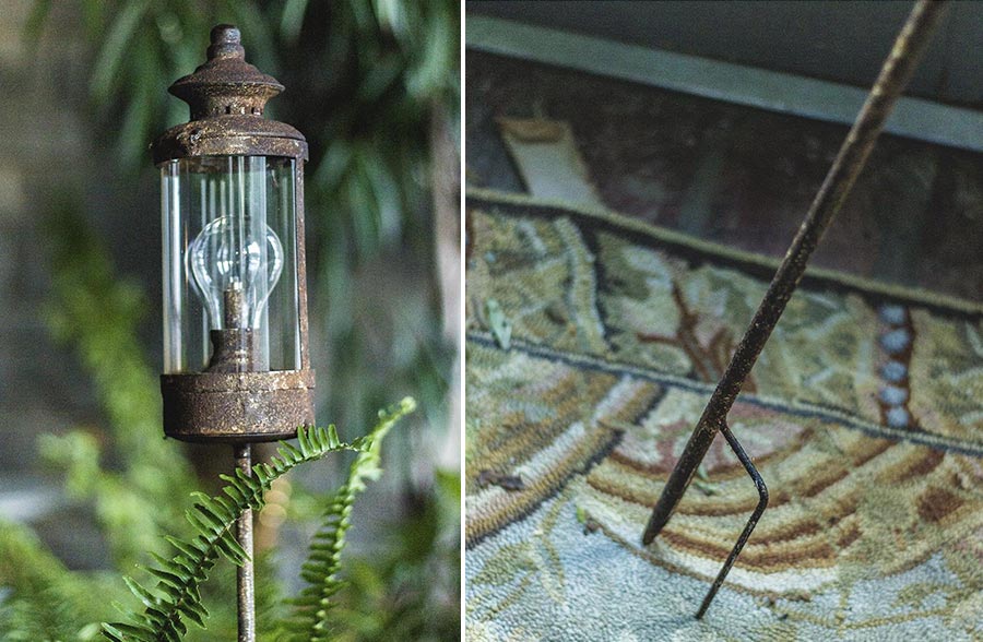 Distressed Metal Garden Stake LED Lantern