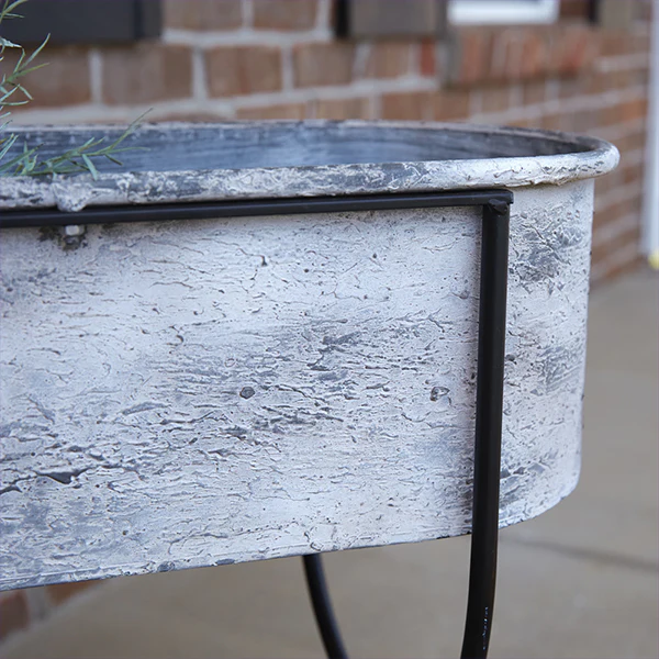 Farmhouse Distressed Metal Bin on Stand