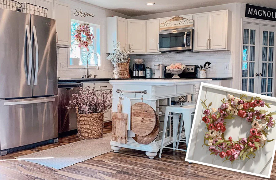 Premium Faux Wildflower Leaf Wreath