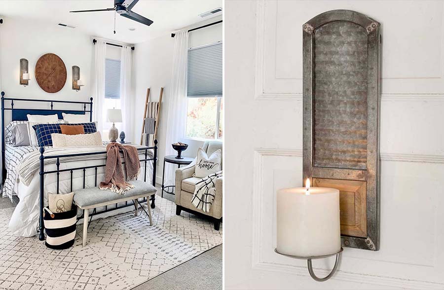 Metal Washboard Pillar Candle Sconce