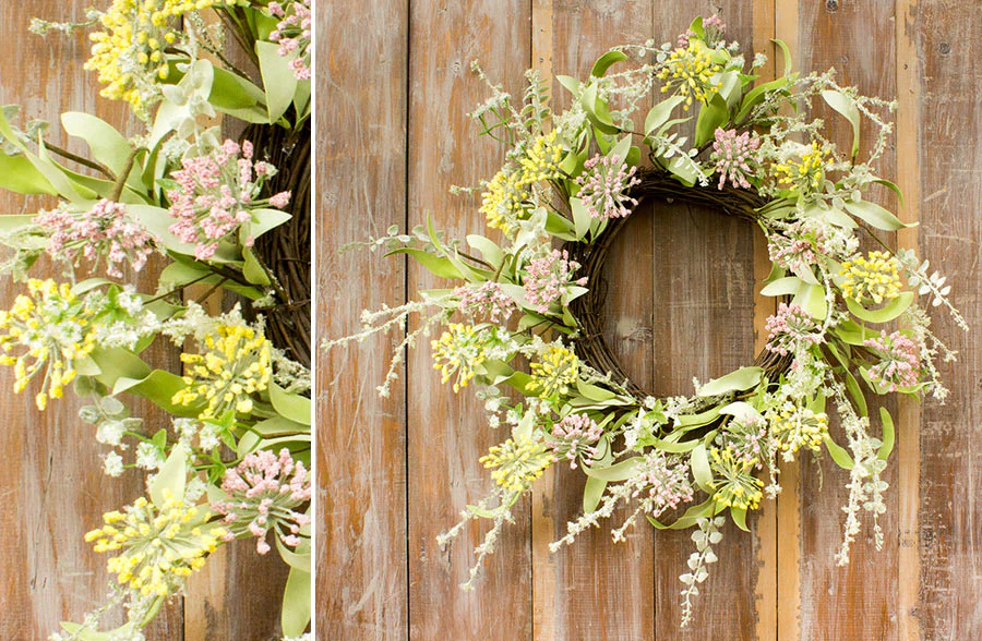 Pink Wildflower and Berries Wreath