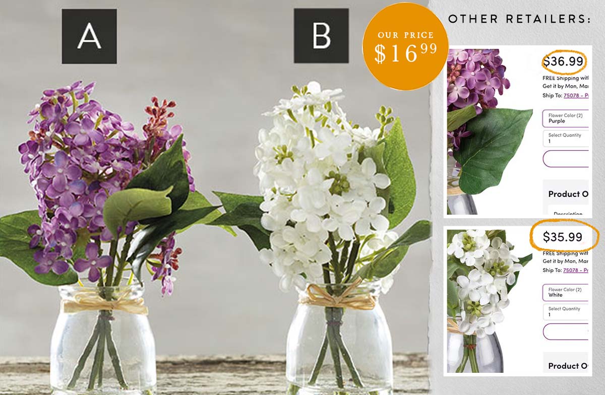 Lilac Centerpiece In Vase, Pick your color