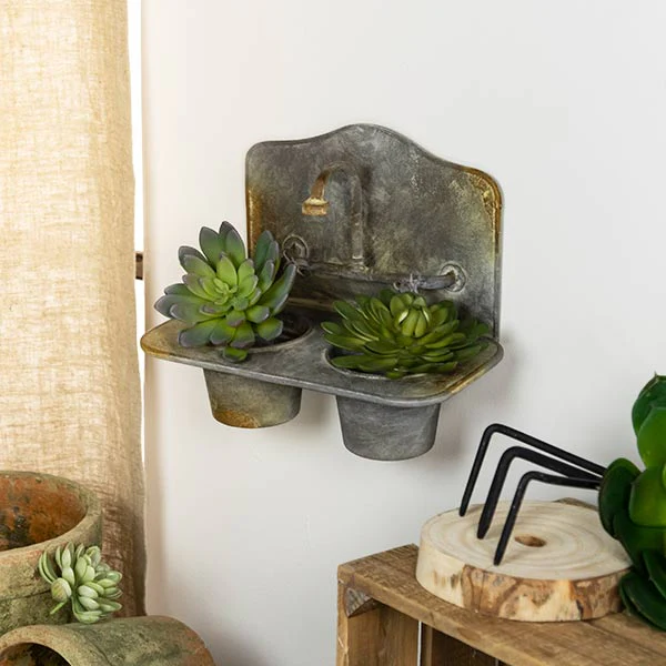 Antiqued Finish Wall Planter