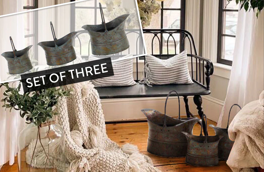 Rustic Iron Planter Set with Flared Rims