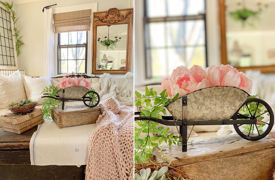 Galvanized Metal Wheelbarrow Planter