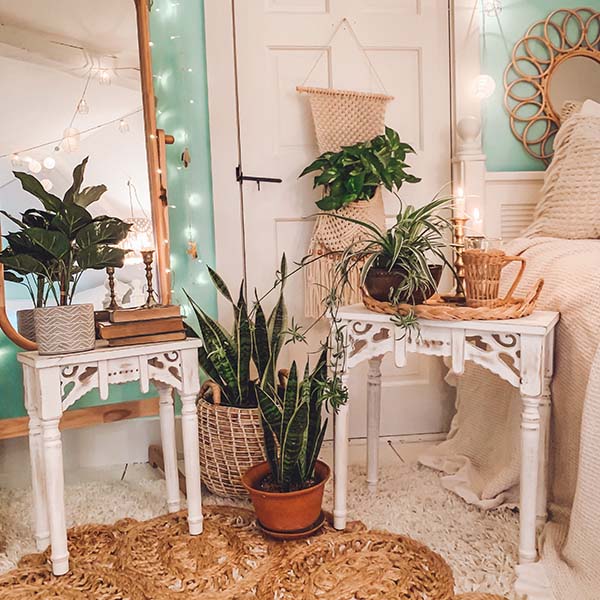 Whitewashed Victorian Accent Tables, Set of 2