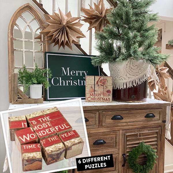 Wooden Block Puzzle | Vintage Farmhouse Christmas