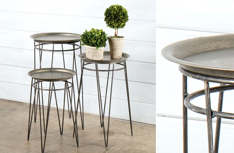 Industrial Accent Tables  Set of 3