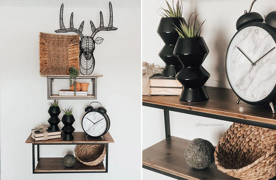 Wooden Two Tiered Open Shelving, Set of 2