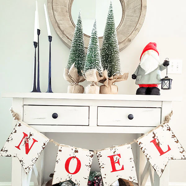 LARGE Bristle Christmas Trees with Burlap Sacks, Set of 3