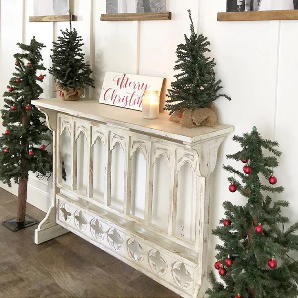 Distressed White Cathedral Arched Console Table