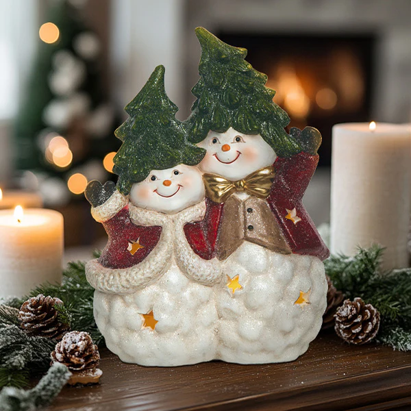 Light Up Tabletop Snowmen with Christmas Tree Hats