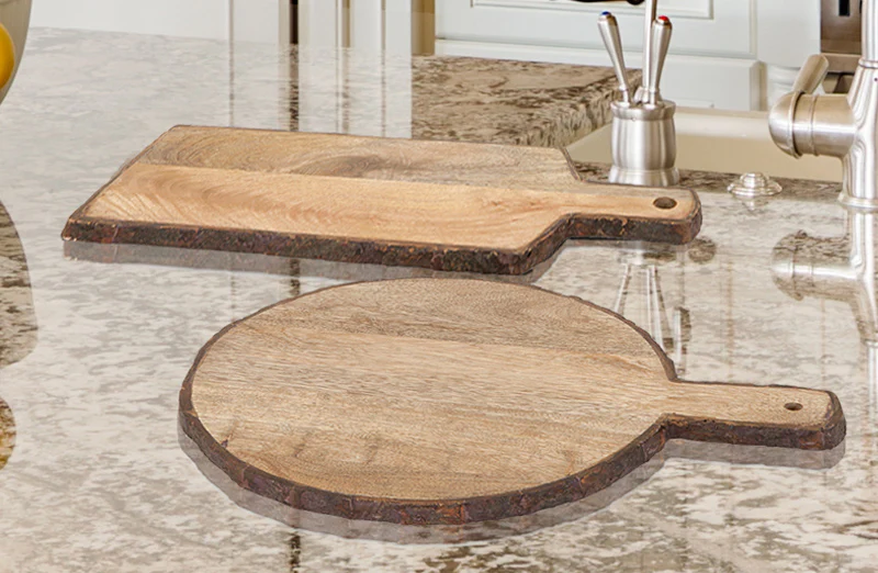 Wood Bark Cheese Trays Set Of 2