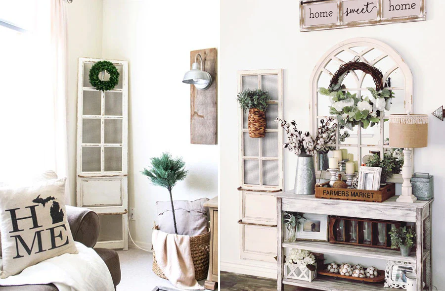 Distressed Wood Wall Door Panel, Set of 2