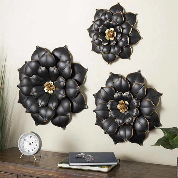 Oversized Metal Floral Wall Decor, Set of 3, Choose Your Color