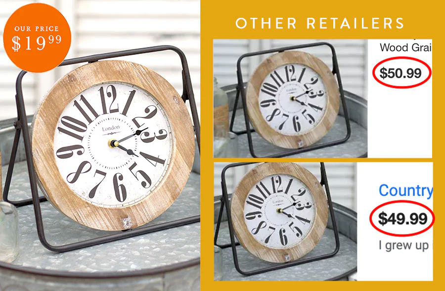 Rustic Wood and Metal Easel Clock