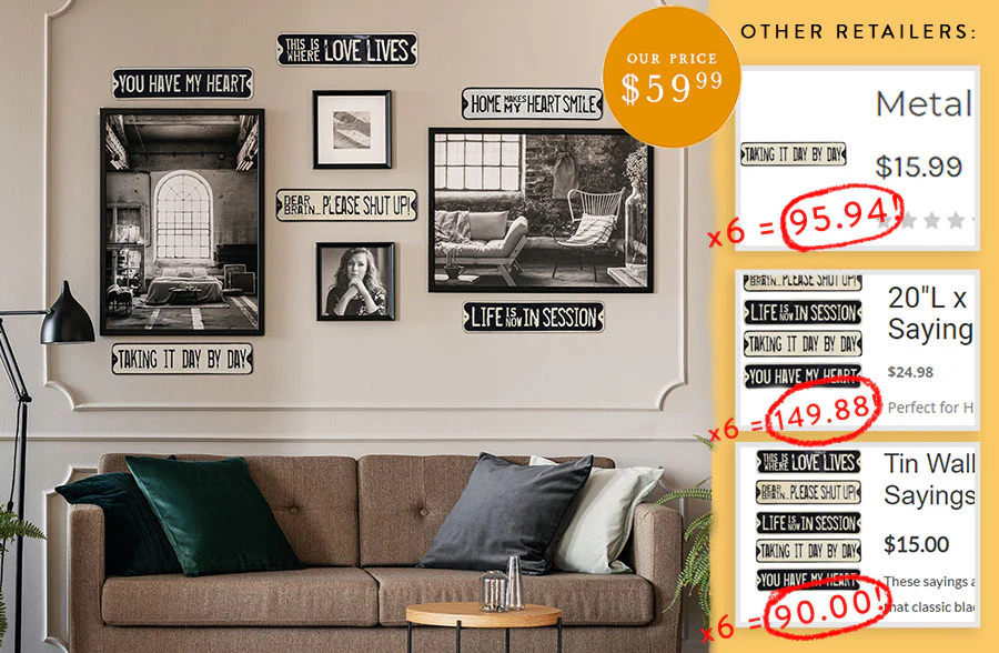 Embossed Street Sign Decor, Set of 6