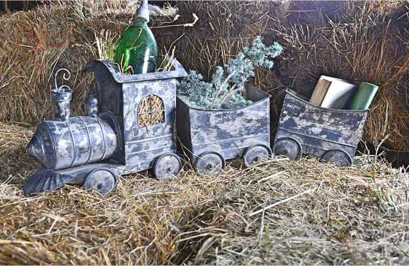 Rustically Distressed Metal Train