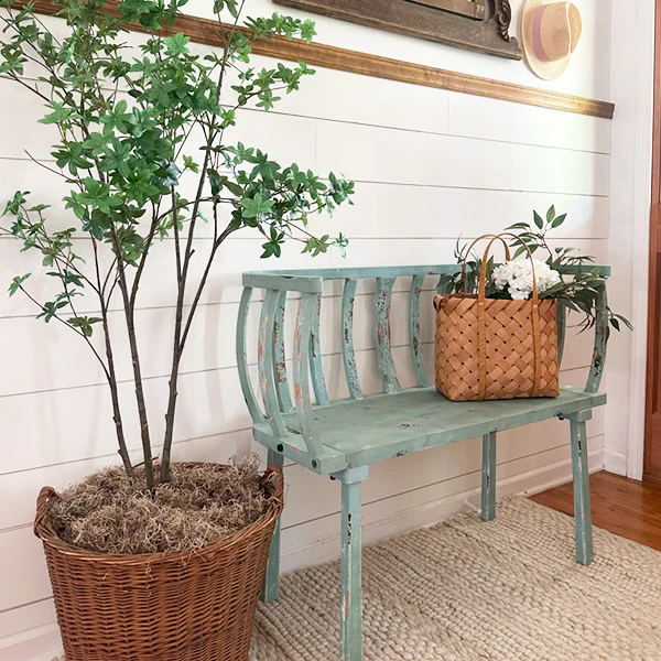 Aged Painted Wooden Bench