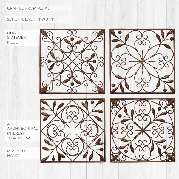 Ornate Wall Decor Panels, Set of 4