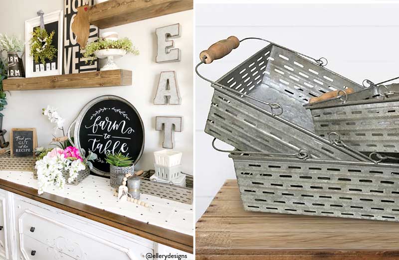 Metal Olive Harvesting Baskets  Set of 3