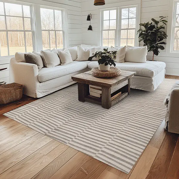 Striped Pattern Hand Tufted Area Rug, Pick Your Color/Size