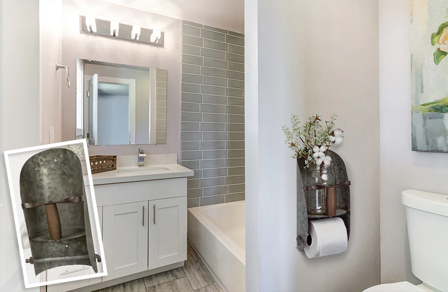 Galvanized Metal Toilet Paper Caddy