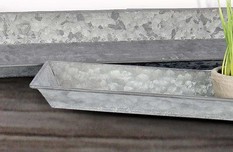 Galvanized Box Trays Set of 2