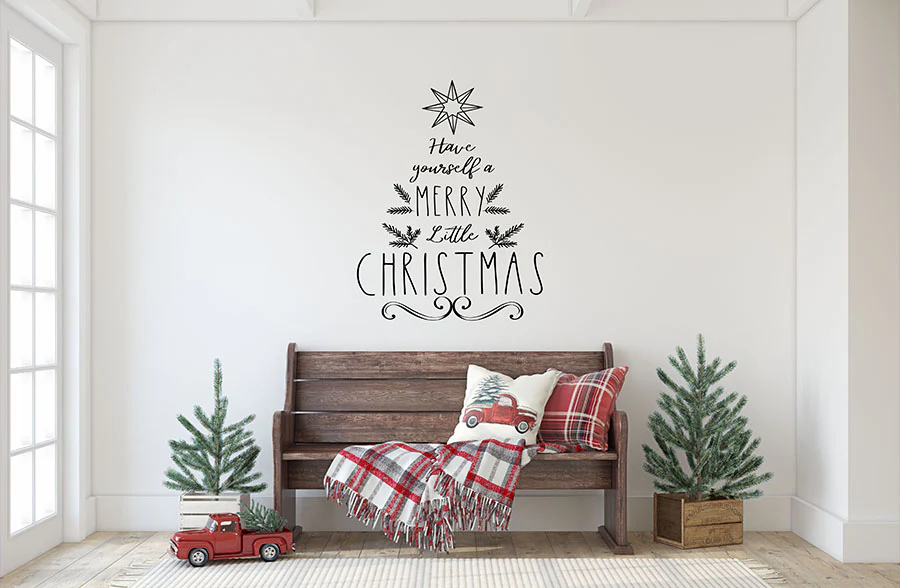 LARGE Merry Christmas Tree Decal | Handmade in USA