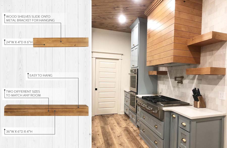 Chunky Floating Wall Shelf, Pick Your Size